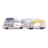 Lot: 2 Plastic tackle cases with assorted Bait,