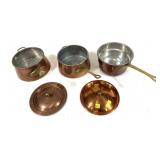Lot: Copper Sauce pans/ double boiler pans with