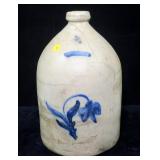 White, Utica #2 stoneware jug with cobalt blue