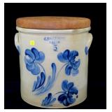 Harrington, Lyons #5 stoneware crock with cobalt