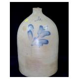 J. Fisher, Lyons NY #4 stoneware jug with cobalt