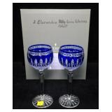 2- Waterford crystal Clarendon cobalt wine