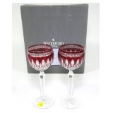 2- Waterford crystal Clarendon ruby wine glasses,
