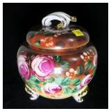Limoge footed bowl with lid, 8 1/2" H