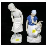 2- Danish figurines No. 1694 Girl, 9 1/4" H and