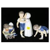 3- Danish Figurines: No. 1614 Girl Kissing Boy,