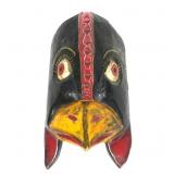 Wood bird mask, 9" x 14"