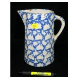 Spongeware pitcher, 9" H