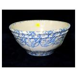 Spongeware mixing bowl, 10" Diam,  4" crack