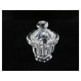 Signed Baccarat bowl and lid with spoon slot,