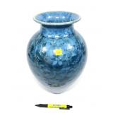 Wizard of Clay Art Pottery crystalline vase, 14" H
