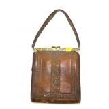 Arts & Craft tooled leather purse with deco-style