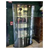 Curved glass curio/display lighted case with