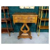 Empire 2-drawer pedestal crotch mahogany stand,
