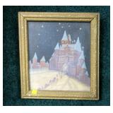 Oil on canvas, nighttime winter procession to
