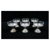 Lot, 12 sterling glass holders with etched glass