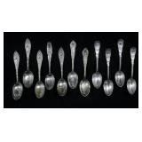 Lot, 11 silverplate souvenir spoons, Admiral Dewey