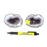 Lot, 2 amethyst geodes polished, 3 1/2" Long