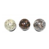 Lot, 3 polished agate balls, 2" wide each