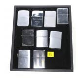 Lot, 9 plain Zippo lighters