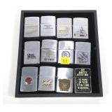 Lot, 12 advertising lighters, 11 are Zippo