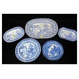 Lot, stone china willoware platter, bowls and