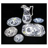 Lot, Ironstone china by Adams, "Jeddo", pitcher