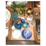 Lot, mixed glass vases, pitcher, glasses, misc