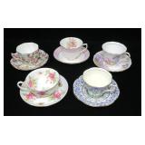 Lot, 5 sets English bone china cups and saucers