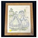 Fashion print 1860 in birdseye maple frame,