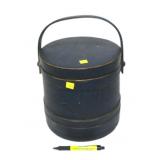 Firkin with lid, 10" H, 9 3/4" Diam