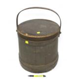 Firkin with lid, 14" H, 14" Diam