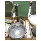 Lot, candleholder, silverplate pedestal bowl,