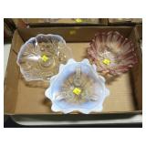 Lot, 2 opalescent bowls and Art Glass bowl