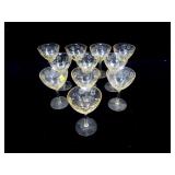 Lot, 11 etched glass stemware