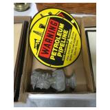 Lot, 2 Petroleum Pipeline signs and metal bust