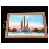 Reverse painting tray, Chicago Worlds Fair