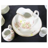 Jug and bowl 4 piece set with floral decoration