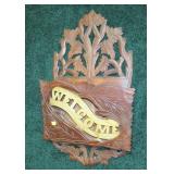 Walnut carved magazine holder, 16" W x 21" H