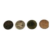 Lot of assorted coins, 4 pcs.