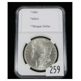 1886 Morgan dollar, gem BU
