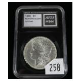 1886 Morgan dolar, AIGS slab certified MS-64