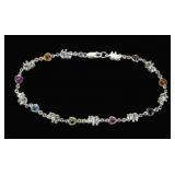 Sterling silver 10" anklet with elephants and