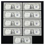 x9- $1 silver certificates, Unc., series of 1957A,