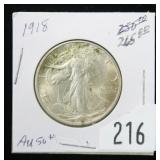 1918 Walking Liberty  half dollar, AU
