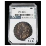 1890 Morgan dollar, PCI slab certified MS-64