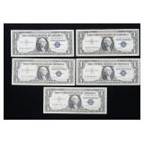 x5- $1 silver certificates, series of 1957,