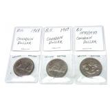 x3- Canadian non-silver dollars, -x3 dollars,