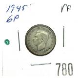 1945 English 6 pence