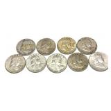 x9- Half dollars, 90% silver, -x9 half dollars